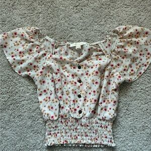 Monteau White Floral Blouse